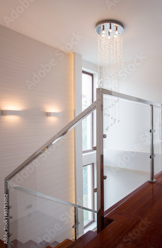 Stairs with glass rails
