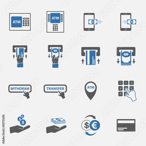 ATM and money business icon set.jinkzcircleline