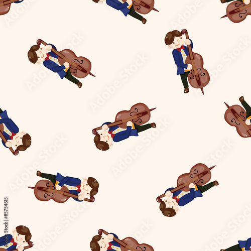 character musician cellist , cartoon seamless pattern background