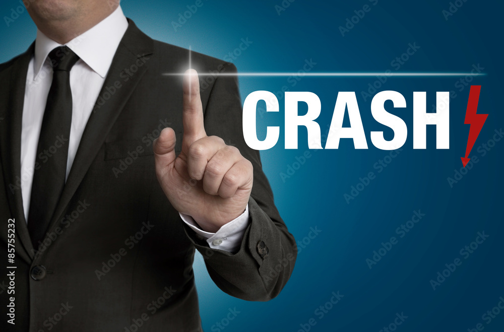 crash touchscreen is operated by businessman crash touchscreen is operated by businessman
