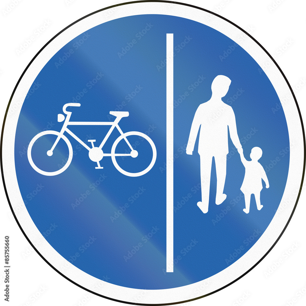 Road sign in Iceland - Segregated pedestrian and cycle path Road sign in Iceland - Segregated pedestrian and cycle path