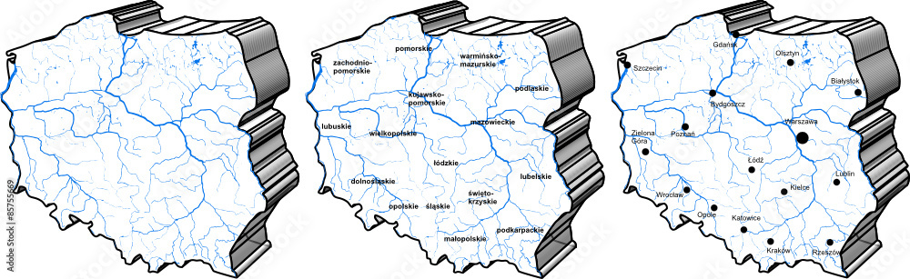 Mapa POLSKI - obrazy, fototapety, plakaty 