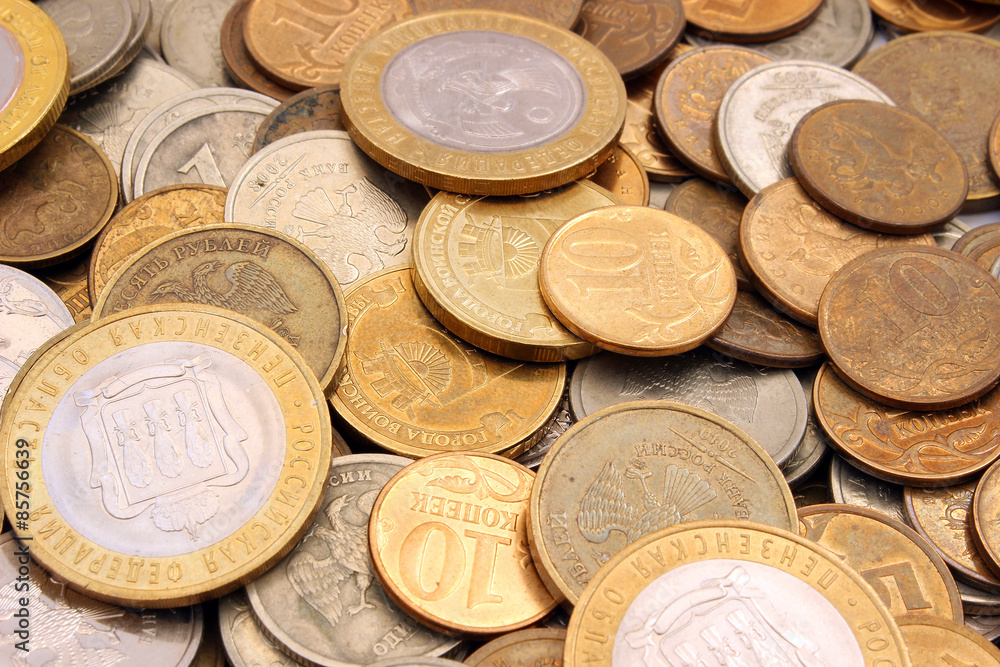 Coins Russian rubles of different denomination Coins Russian rubles of different denomination