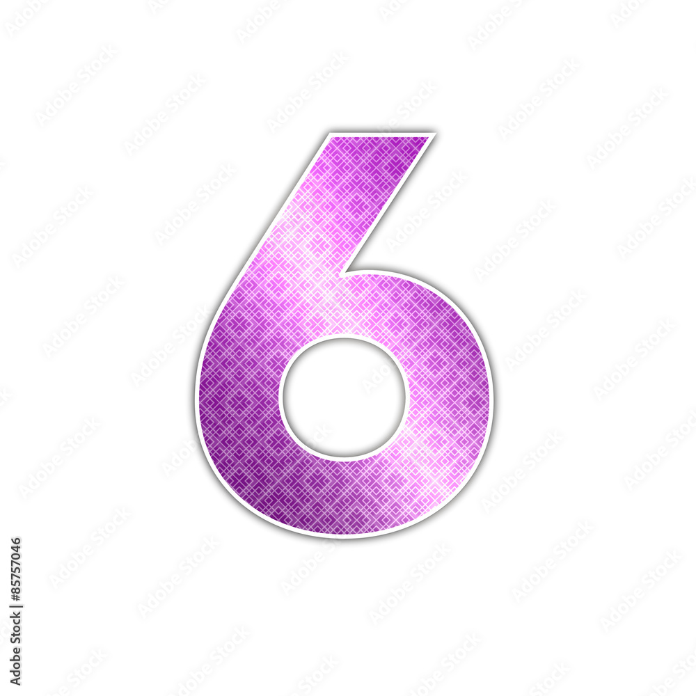 Glossy number 6 white background pattern Glossy number 6 white background pattern