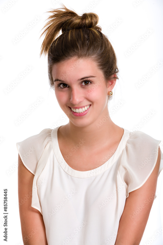 Happy Hispanic young woman with bum. Happy Hispanic young woman with bum.
