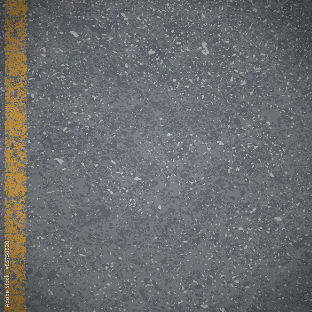 Asphalt Abstract vector road pavement with cracked yellow markin