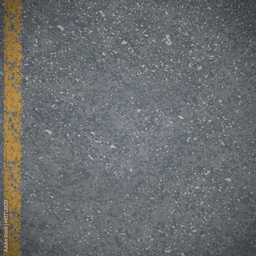 Asphalt Abstract vector road pavement with cracked yellow markin