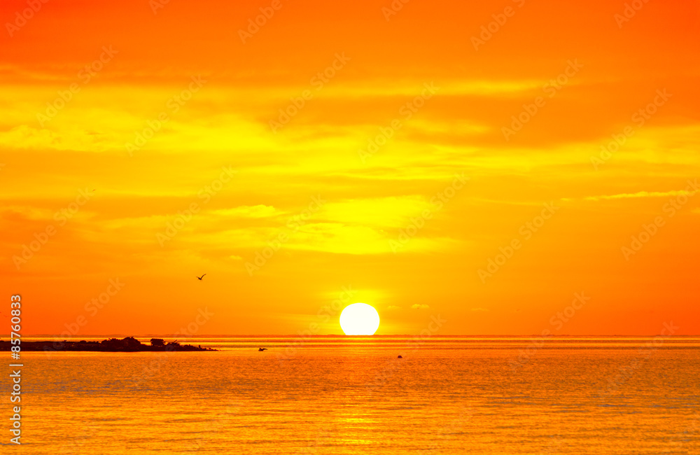Sunset or sunrise over tropical sea