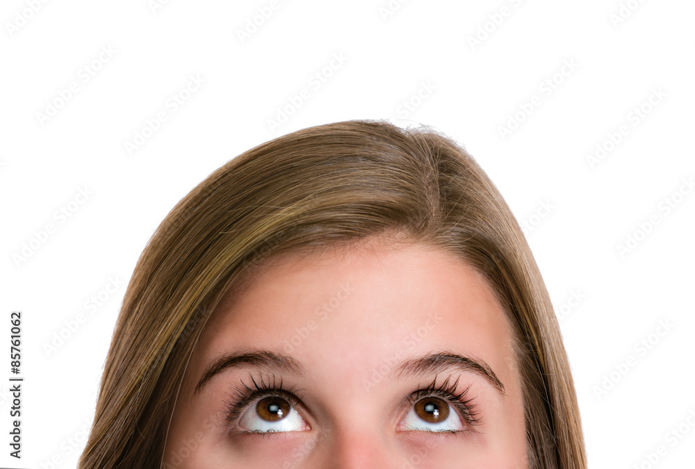 Pensive hispanic young woman thinking of the options. Image isol Pensive hispanic young woman thinking of the options. Image isol