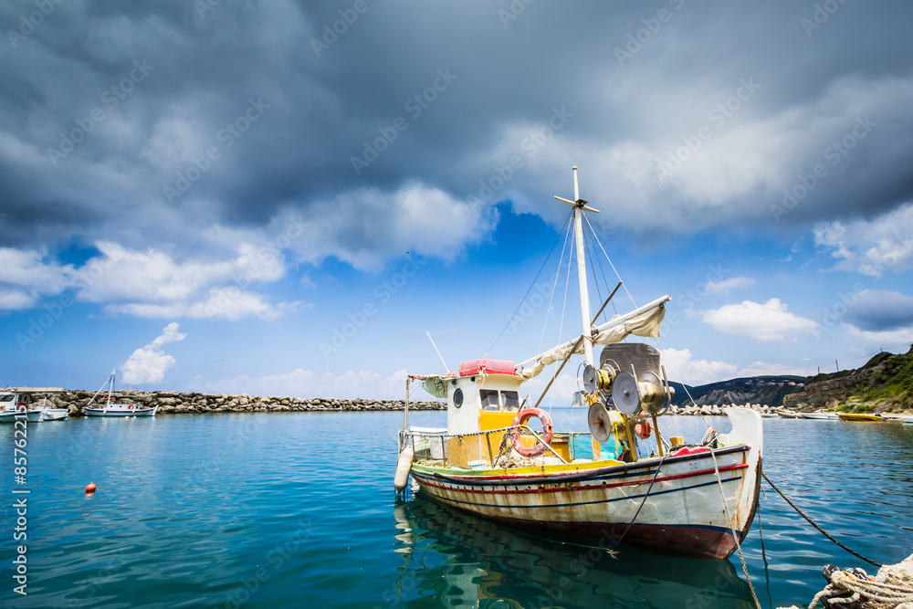 Small boat at Corfu, greek island