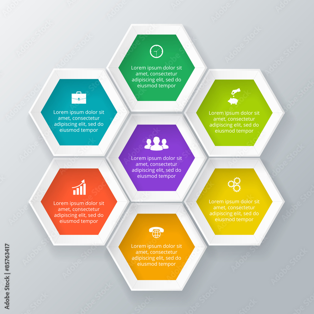 Vector hexagons for infographic. Vector hexagons for infographic.
