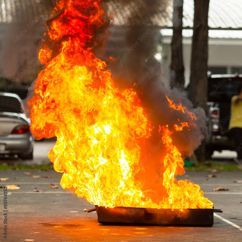 Fototapeta premium fire extinguisher on a training 
