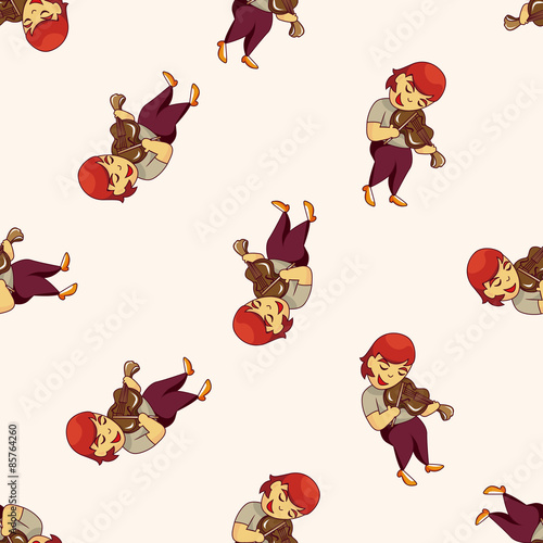 character musician violinist , cartoon seamless pattern background