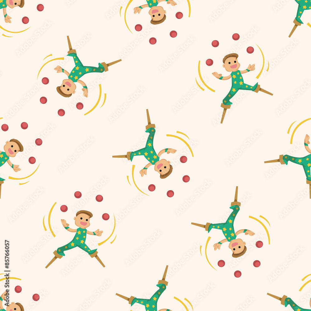 Obraz premium circus theme juggler , cartoon seamless pattern background