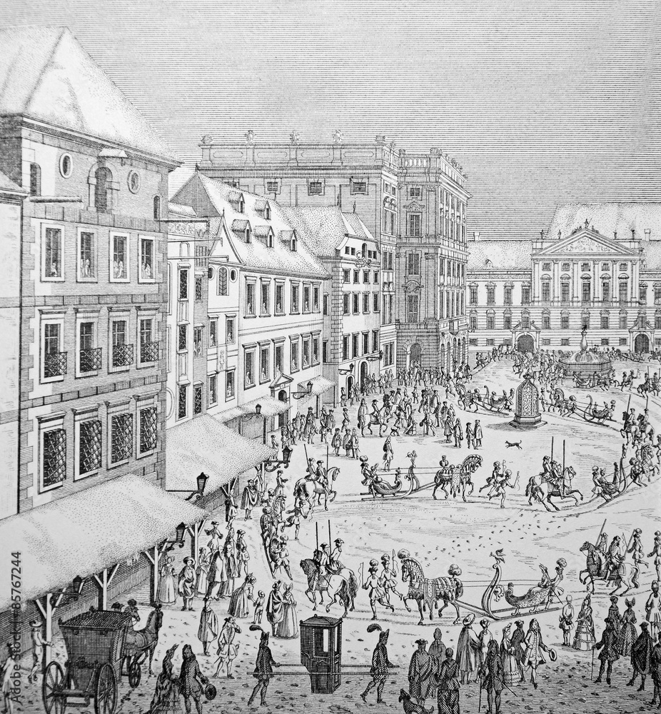 Wien, Neuer Markt um 1719, Kupferstich