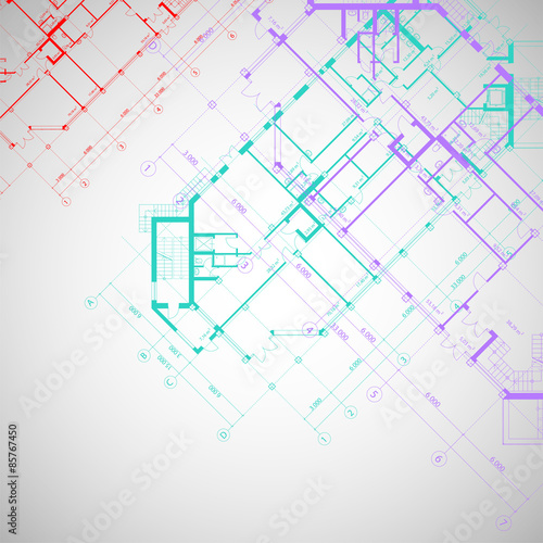 Vector gray architectural background with plans