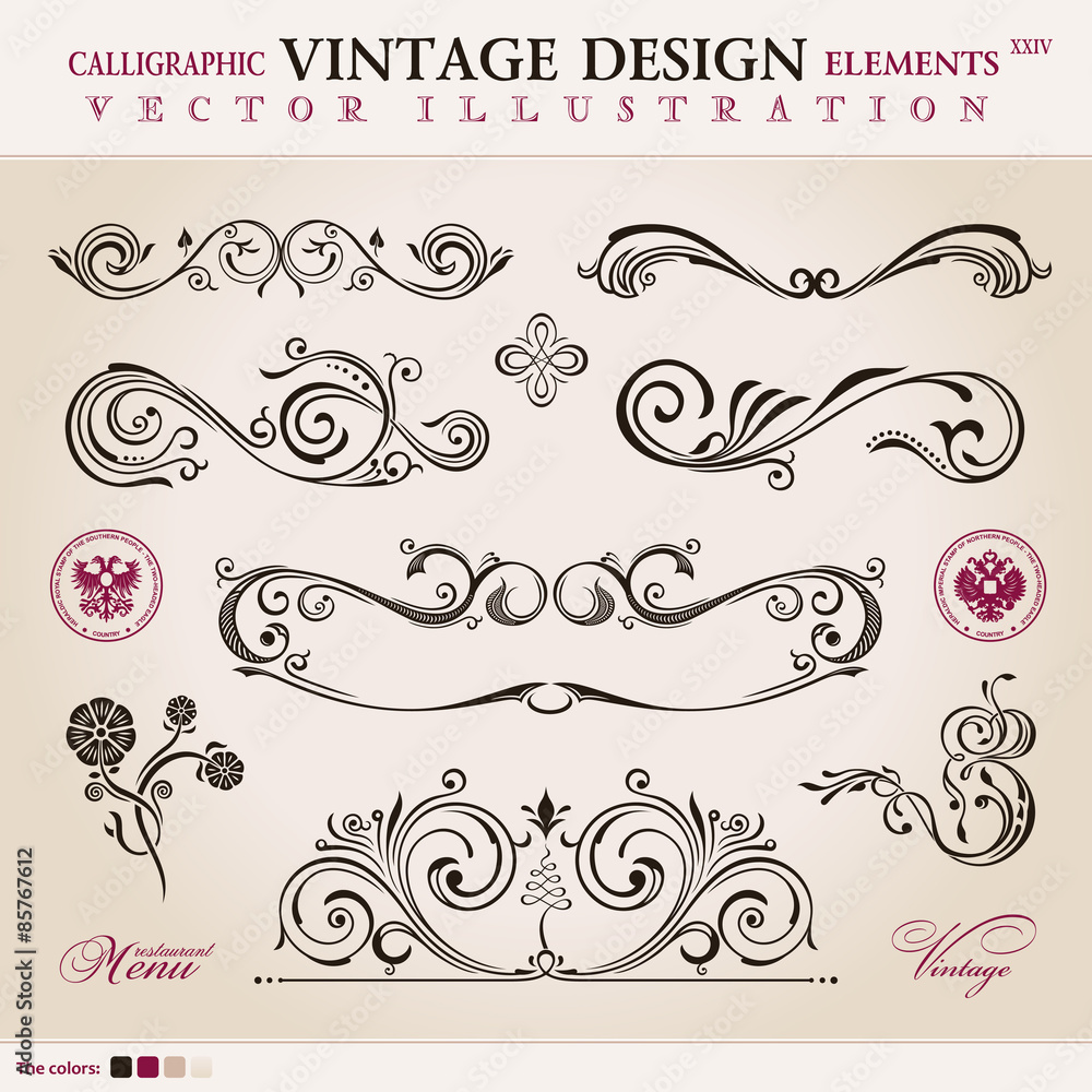 Vector set classic. Calligraphic design Vector set classic. Calligraphic design