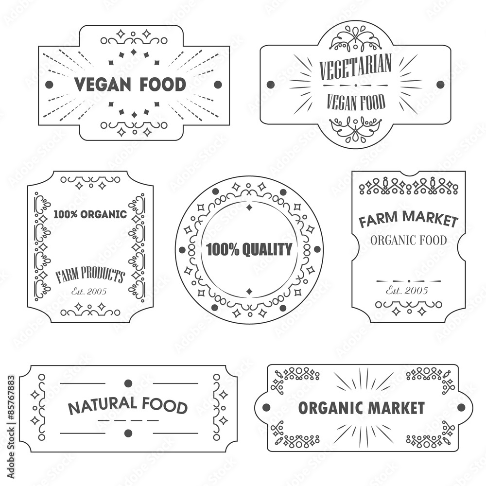 Vector logo and banners templates for vegetarian, began food, farm market banners. Grunge texture