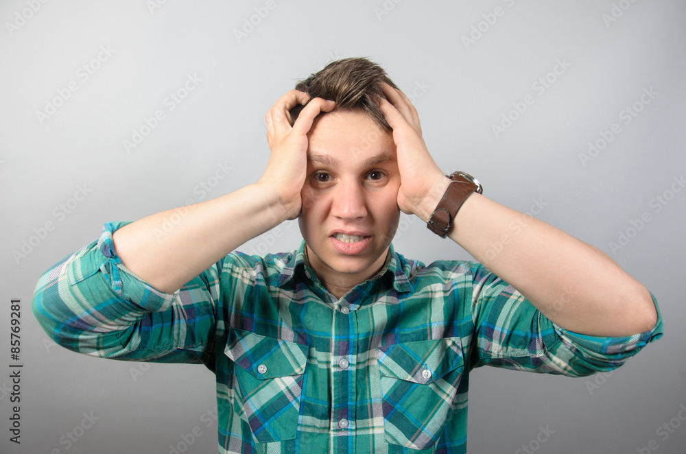 Stressed shocked man, Stressed shocked man,