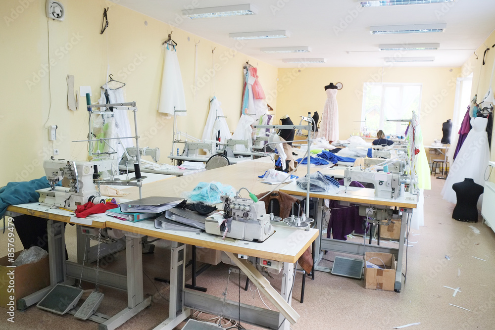 Interior of a garment factory shop Interior of a garment factory shop