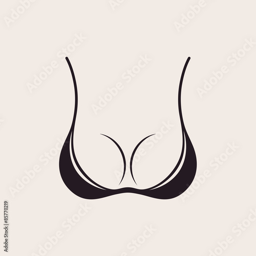 Bra icon sexy logo. Simple emblem slim figure, fitness beautiful