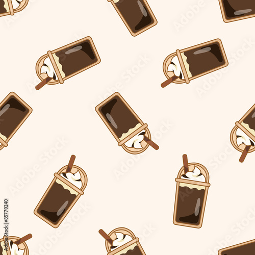 ice floating coffee , cartoon seamless pattern background