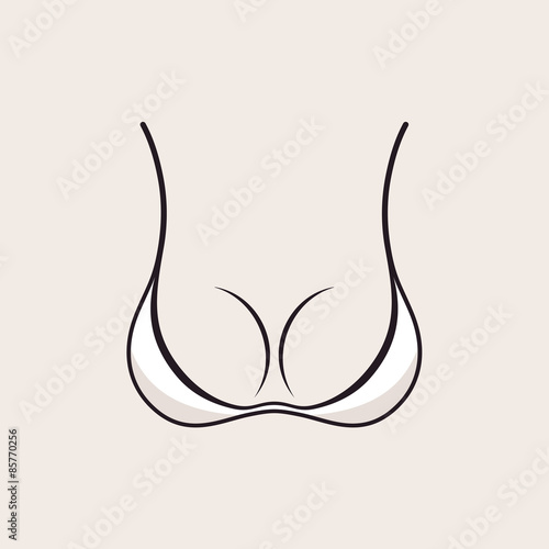 Bra icon sexy logo. White simple emblem slim figure, fitness