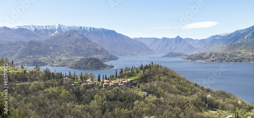 Panorama of Lake Como  view of Bellagio and Como branch