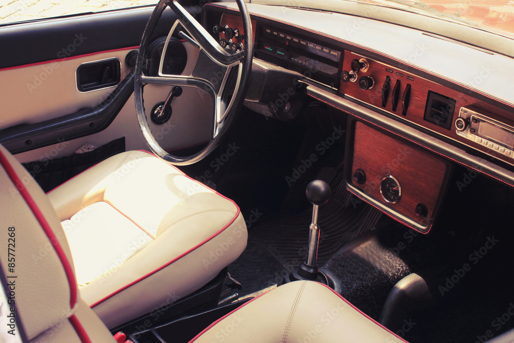 Vintage car dashboard (fragment) Stock Photo | Adobe Stock