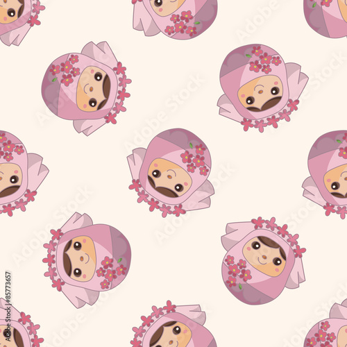 Matryoshka, Russian traditional wooden doll, , cartoon seamless pattern background
