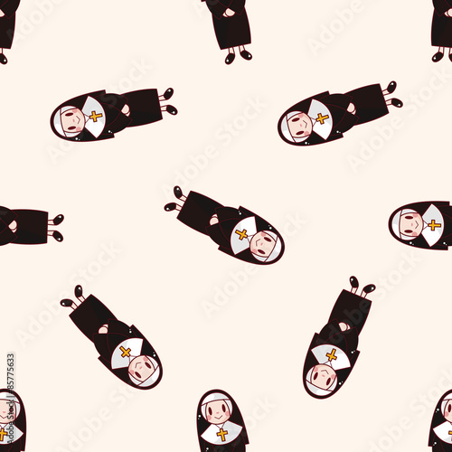pastor and nun , cartoon seamless pattern background