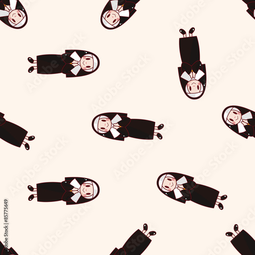 pastor and nun , cartoon seamless pattern background
