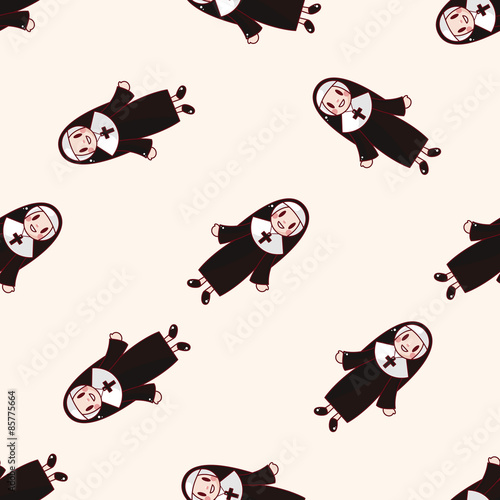 pastor and nun , cartoon seamless pattern background