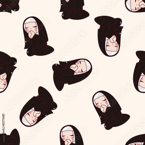 pastor and nun , cartoon seamless pattern background