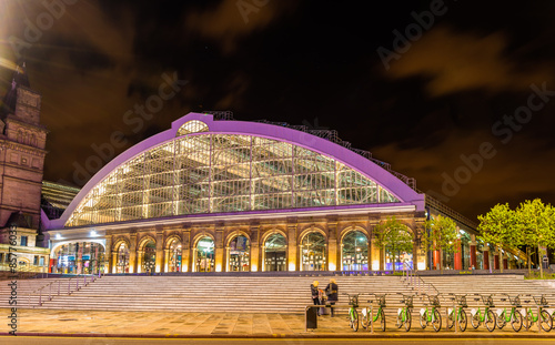 Liverpool Lime Street Train Station at night - England photo