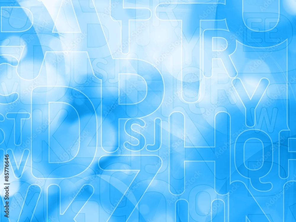abstract blue background with letters