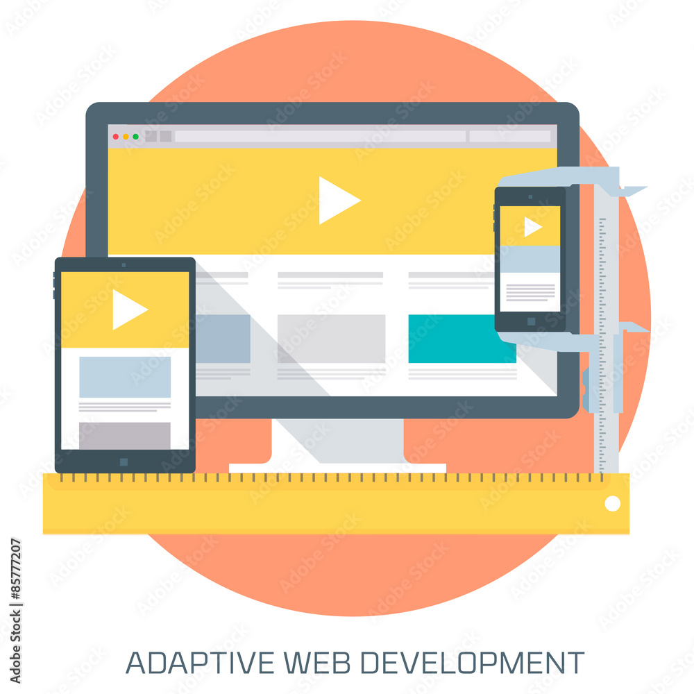 Adaptive Web Development theme flat style, minimal, stylish colo Adaptive Web Development theme flat style, minimal, stylish colo
