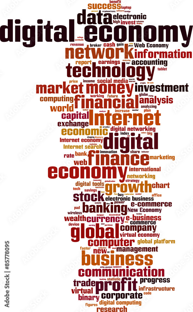 Obraz premium Digital economy word cloud concept. Vector illustration