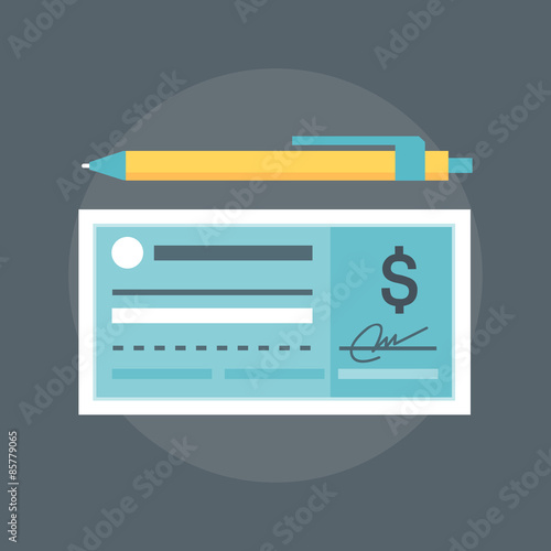 Che que Payment flat style, colorful, vector icon