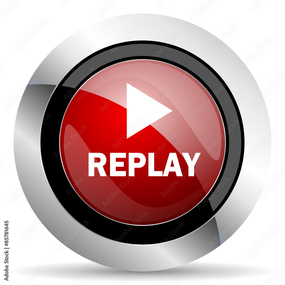 replay red glossy web icon replay red glossy web icon