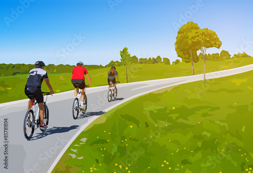 Three cyclists
