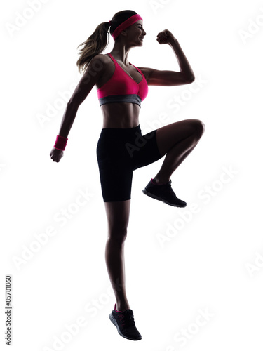woman fitness jumping exercises silhouette