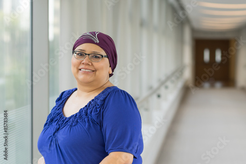 Breast Cancer Patient Wearing Hair Cap