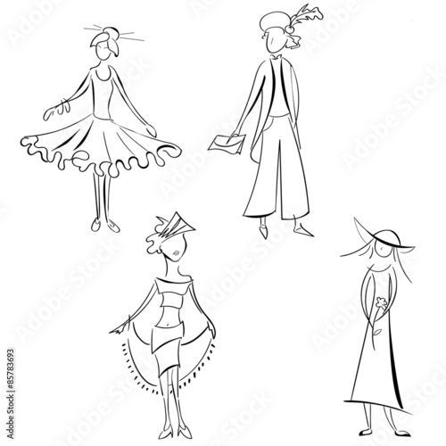 Set of four different girls from different parts of the world