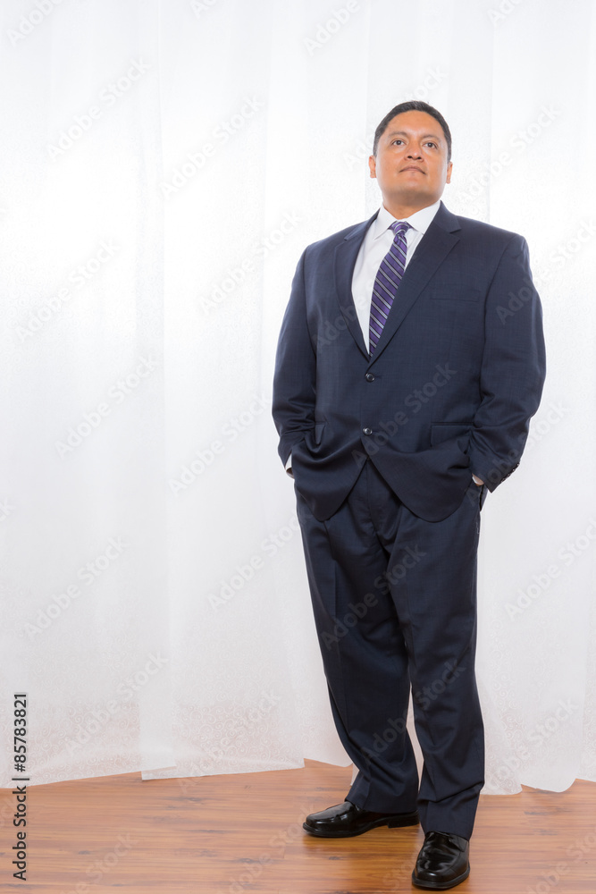 Professional Hispanic Male In Suit With Confident Expression