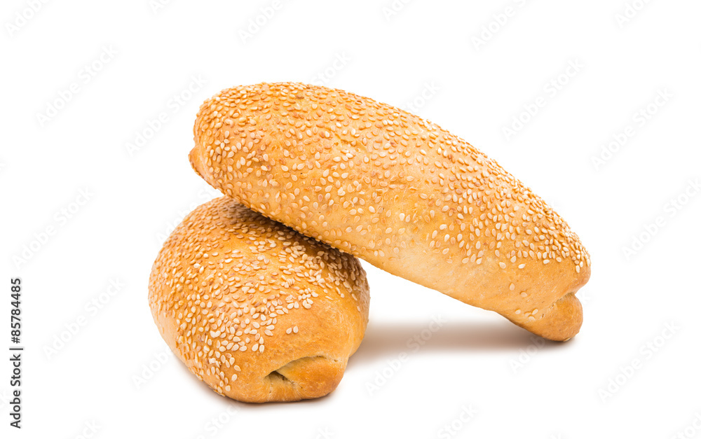 Tasty fresh bun with sesame seeds isolated Tasty fresh bun with sesame seeds isolated