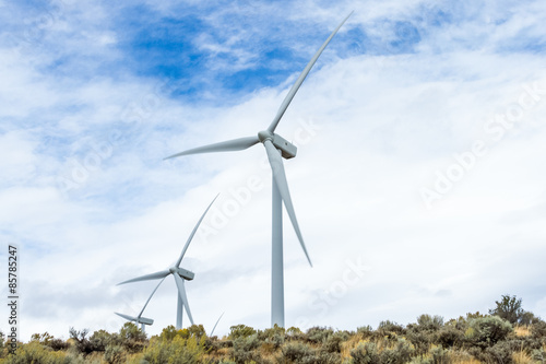 Modern windmill farms harvest energy through wind power