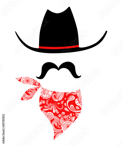 Cowboy With Mustache and Bandana