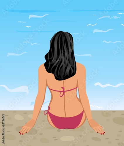 pretty girl sitting on coast