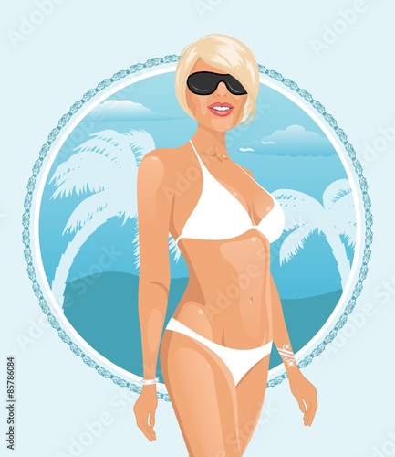 pretty girl on summer background